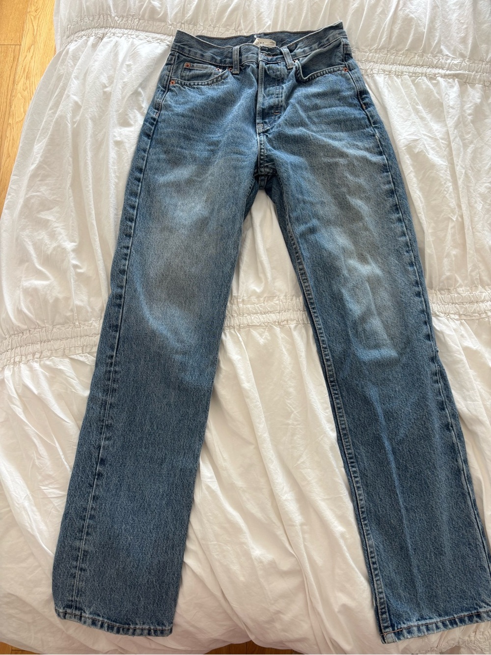 Straight-Leg Classic Blue Jeans